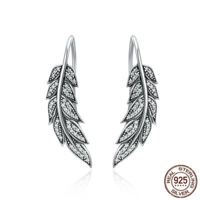Mika - Vegan Womens Sterling Silver Feather Wings Earrings - Trendfull