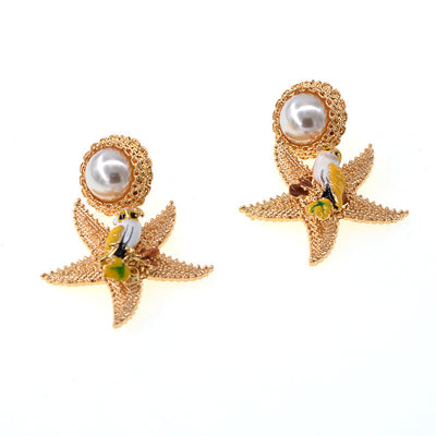 Starfish Pearl Earrings Earrings Korean Fashion Earrings - Trendfull