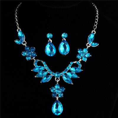 Explosive Foreign Trade Bride Alloy Diamond Necklace Earrings Set - Wedding Jewelry - Trendfull
