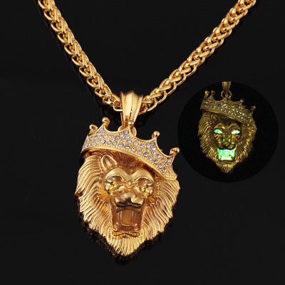 luminous necklaces men Unisex gold-plated hiphop luminous Pendant - Trendfull