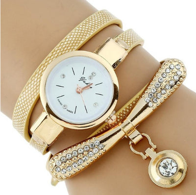 Platinum Fashion Women's Rhinestone Gold Bracelet Watch - Casual Quartz Wristwatch - Trendfull