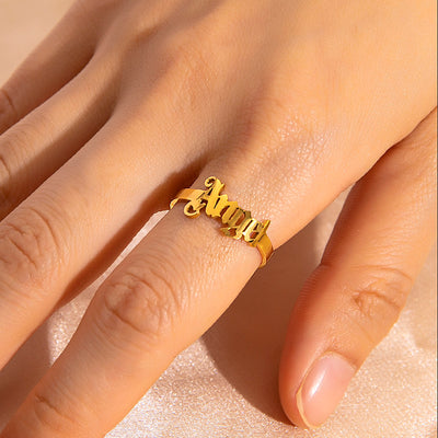 Gold Letter Angel Adjustable Rings For Women - Trendfull