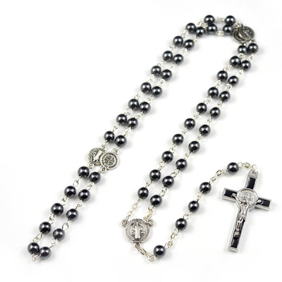 Black rosary necklace religious necklace - Trendfull