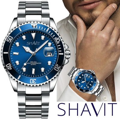 Classic Stainless Steel Analog Quartz Men's Wristwatch - Blue - Trendfull