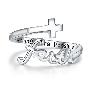 Sterling Silver Cross Rings - Adjustable Faith Jewelry for Women & Men - Trendfull