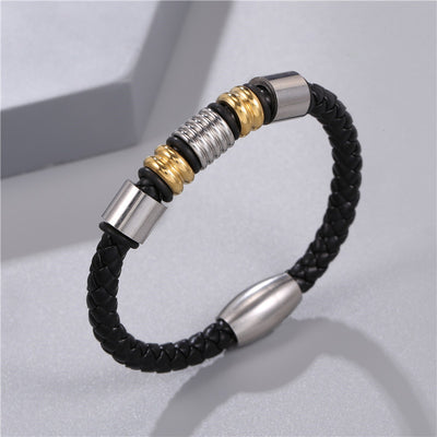 Stainless Steel Men's Leather Bracelets - Simple, Versatile Punk Jewelry - Trendfull