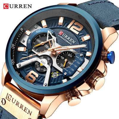 Military Leather Chronograph Wristwatch - Trendfull